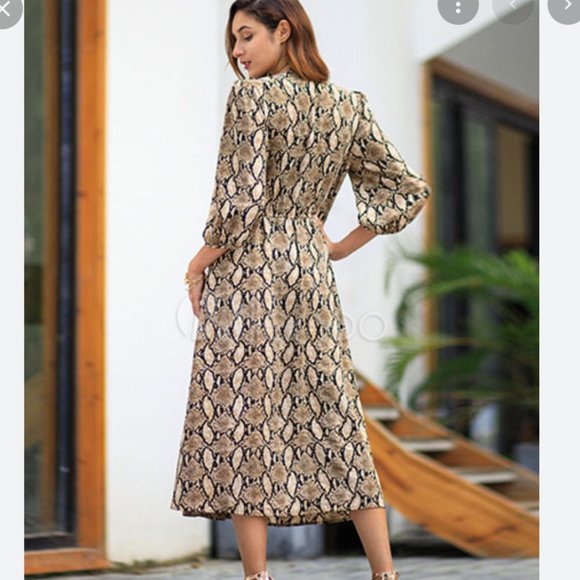 Gibson Latimer Snake Skin Long Sleeve Maxi Dress Size S - Picture 4 of 11